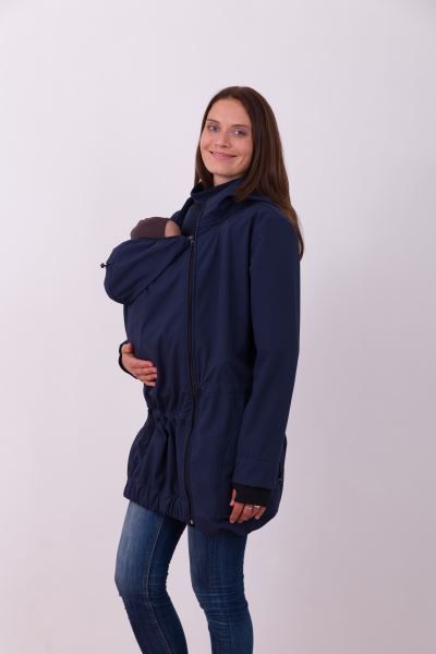  Pavla Softshellová bunda na predné nosenie detí tmavomodra M/L